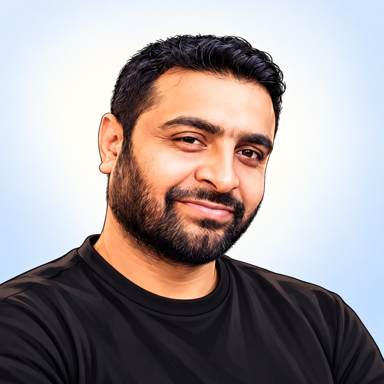 Illustrated portrait of Jatin, founder of Digital Jatin