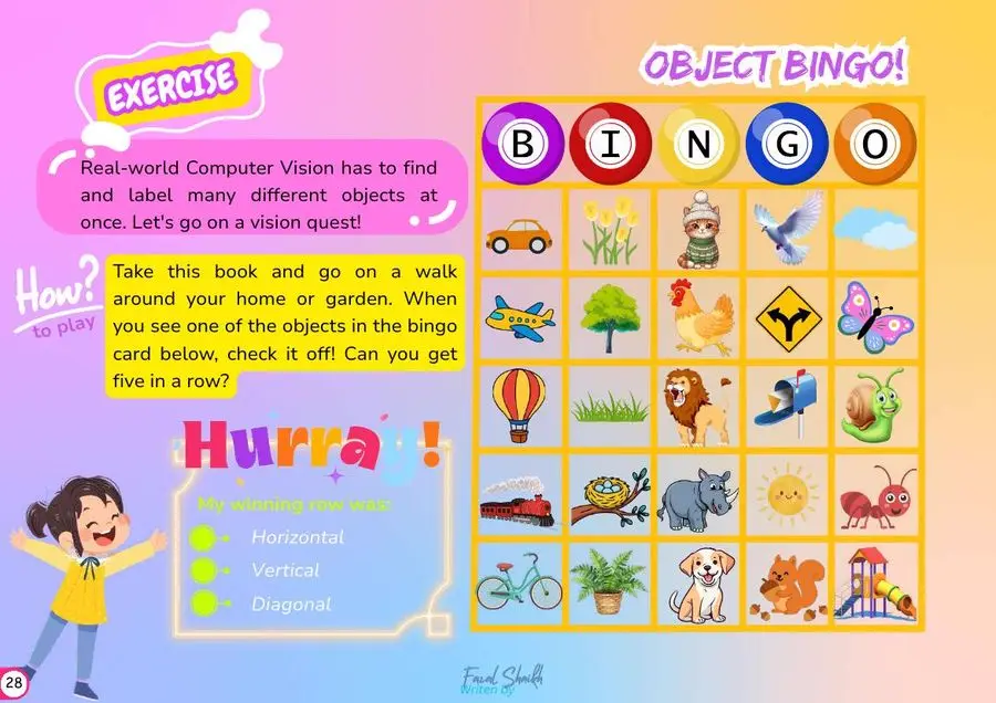 AI Object Bingo English workbook page