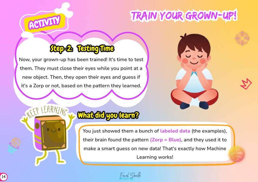 Train Your Grown-Up page from the AI Magic for Kids printable workbook